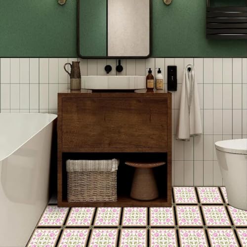 Image of Moroccan Tile Stickers | Waterproof Self Adhesive Peel & Stick Tile Decals for Kitchen Backsplash, Bathroom Wall, Floor, Furniture & Glass (8x8 Inch, Design 20, 36 Pic)