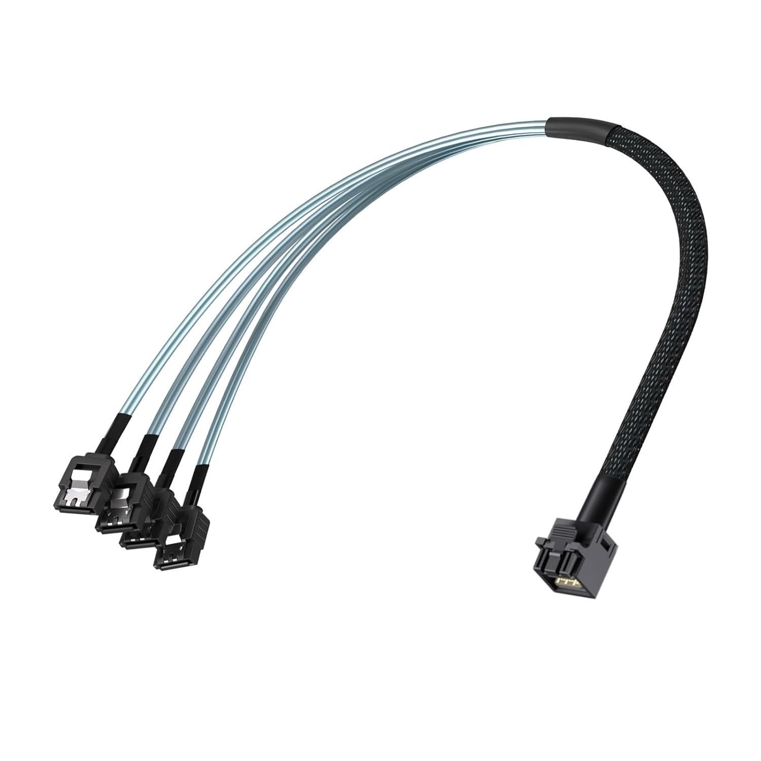 10Gtek MiniSAS HD SFF-8643 Breakout to 4xSATA Cable, for Server JBOD/Storage Tray & SAS RAID Controller Compatibility, 0.5m(1.6ft), 4-Pack