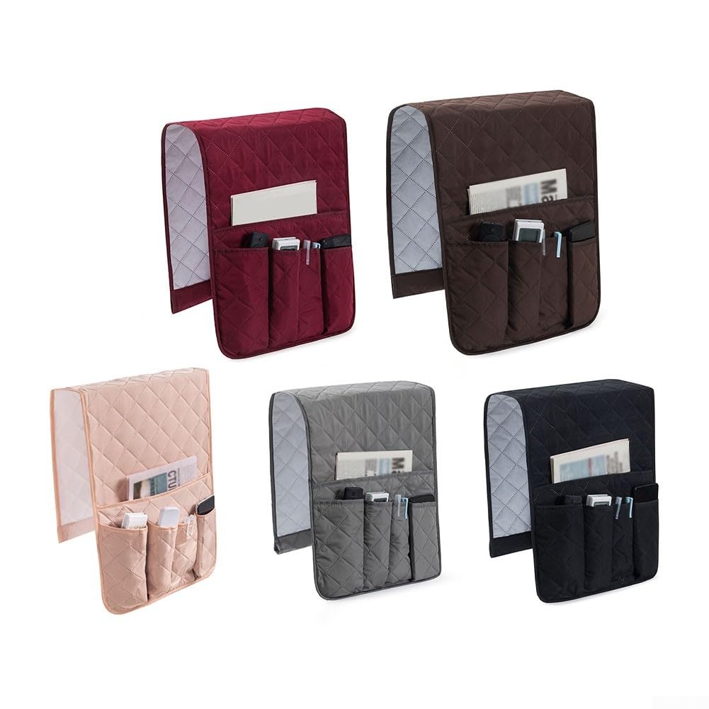 Borsa portaoggetti per comodino, aria condizionata, con tasca portaoggetti per telecomando, divano, poltrona, divano, organizer per camera da letto, soggiorno (bordeaux)