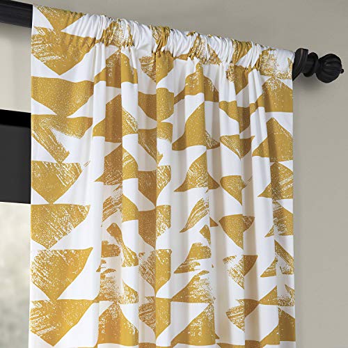 Image of HPD Half Price Drapes Modern Triangular Geometric Printed Curtains Cotton Curtains 108 Inches Long (1 Panel) Room Darkening Curtains for Bedroom & Living Room, 50W x 108L, Triad Geometric Gold