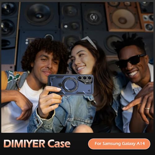 Image of for Samsung Galaxy A14 Case Magnetic with Stand, with Mag-Safe, with Screen Protector, Wireless Charging, Shockproof for Samsung A14 5G Phone Case, Ring Holder Phone Cover, for Samsung A14 Blue