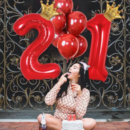 Image of Red 6 Balloon Number Red Gold Happy Birthday Decorations Foil Mylar Large Number Balloons 40inch 6 Birthday Balloon 6th Party Decorations Supplies(Number 6 balloons)