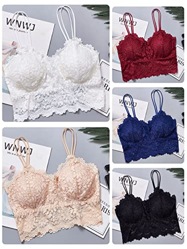 KKcare Sutiã de renda feminino camisola sem fio 5 peças