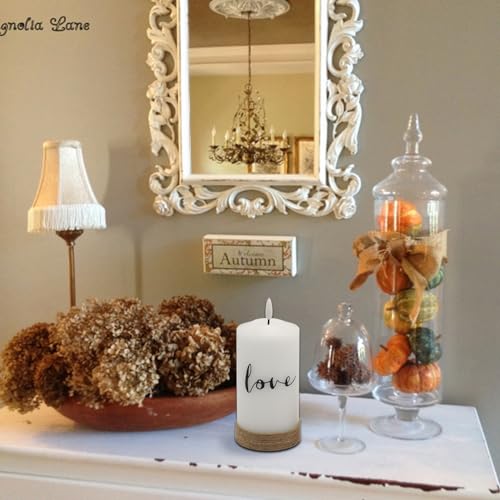 Image of Battery Operated Flameless Flickering Candles with Remote Timer, LED Real Wax Pillar Candlesticks with Realistic 3D Wick, Set of 3 Live Laugh Love Home Decor(D3xH4 5 inch 6 inch)