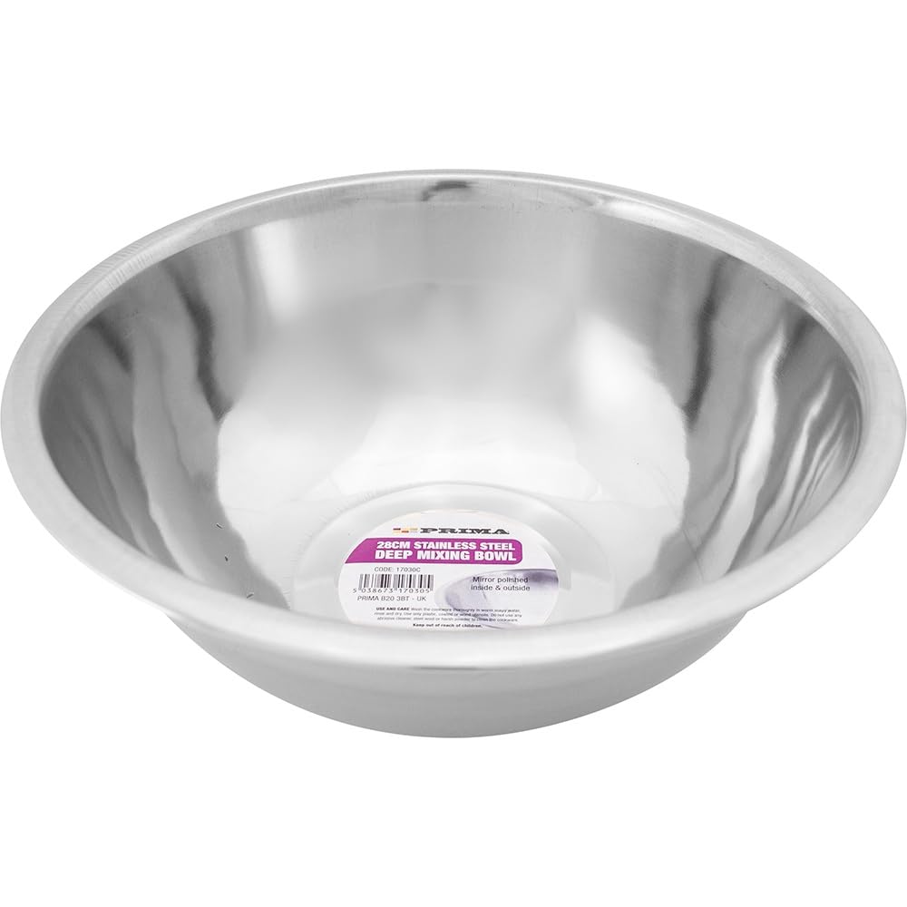 Set Of 4 Stainless Steel Deep Mixing Bowl 30cm - Great for Baking, Cooking, Food Preparation & Serving | Lightweight Chef Tool, Salad & Food Prep | Ideal For Kitchens, Restaurants & Takeaways