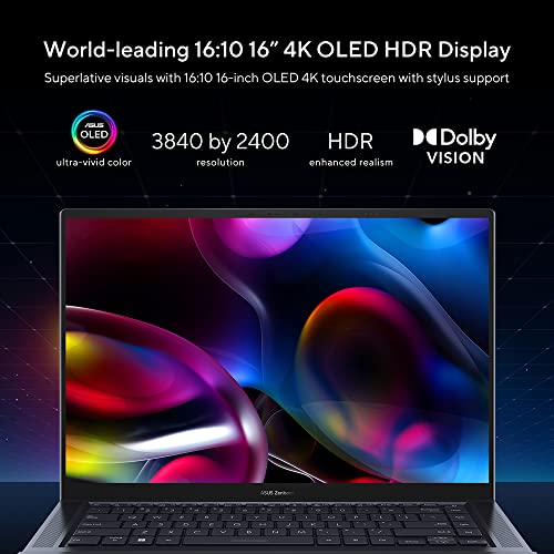 ASUS Laptop Zenbook Pro 16 UX7602BZ 16.0 Inches 3.2K 120Hz Touchscreen OLED Laptop (Intel i9-13905H, NVIDIA GeForce RTX 4080, 32GB RAM, 1TB SSD, Windows 11) - Image 2