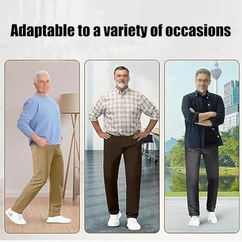 Caracomfy Mens Stretch Slacks, Elitejoe Men's Stretch Khaki Pants with Elastic Waistband, Stridecomfy Men's Sports Pants3