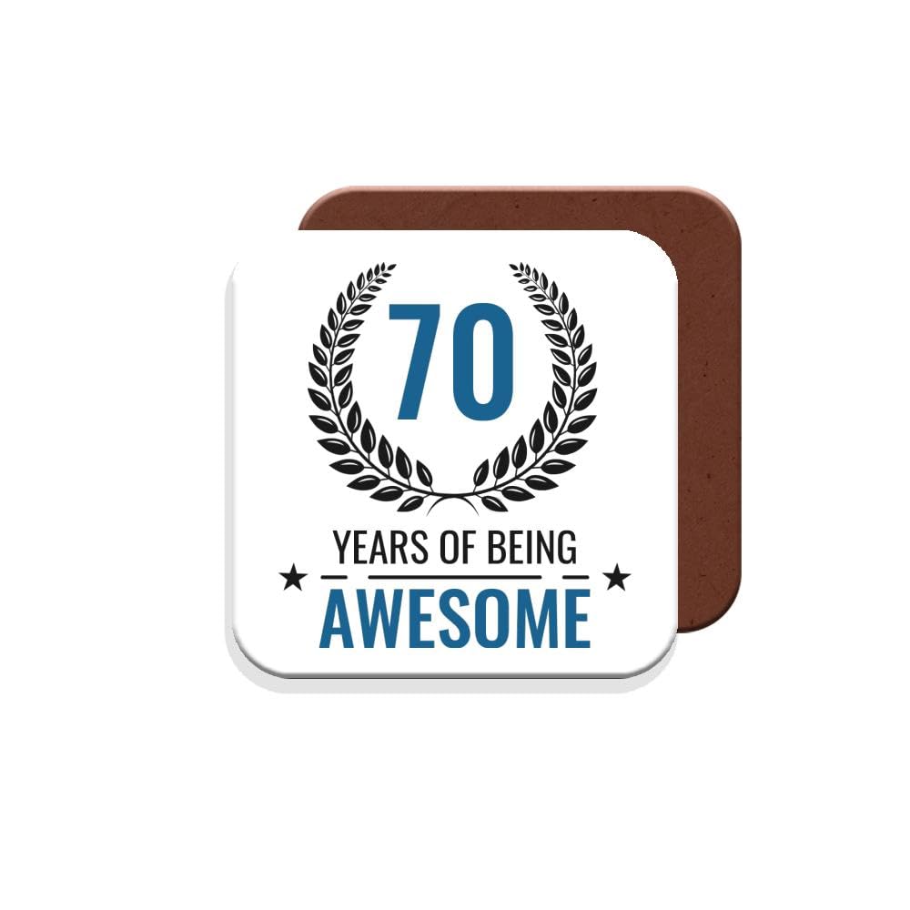 Muggz Coaster 70Th Birthday Gift - 70 Years Of Being Awesome - Giftset - Made By In The Uk