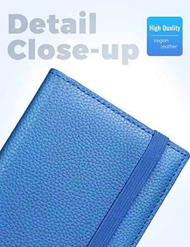Image of Yarnic Checkbook Cover for Personal Checkbook, Checkbook Holder with Pen Holder & Built-in Clear Plastic Divider for Duplicate Checks (Blue)
