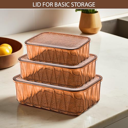 Image of Kuber Industries 2 Pcs Acrylic Stackable 4600 ml Kitchen Food Storage Container for Home with Lid | Freeze Organizer Items and Storage Organizer Box for Snacks and Dry Fruits | Brown