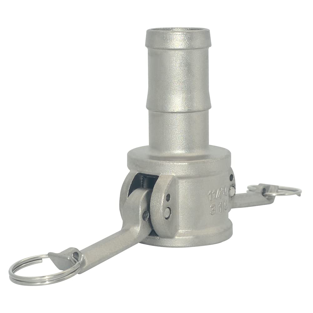 VARMHUS Adaptador de manguera Camlock hembra de acero inoxidable 316 de 1-1/4 pulgadas C
