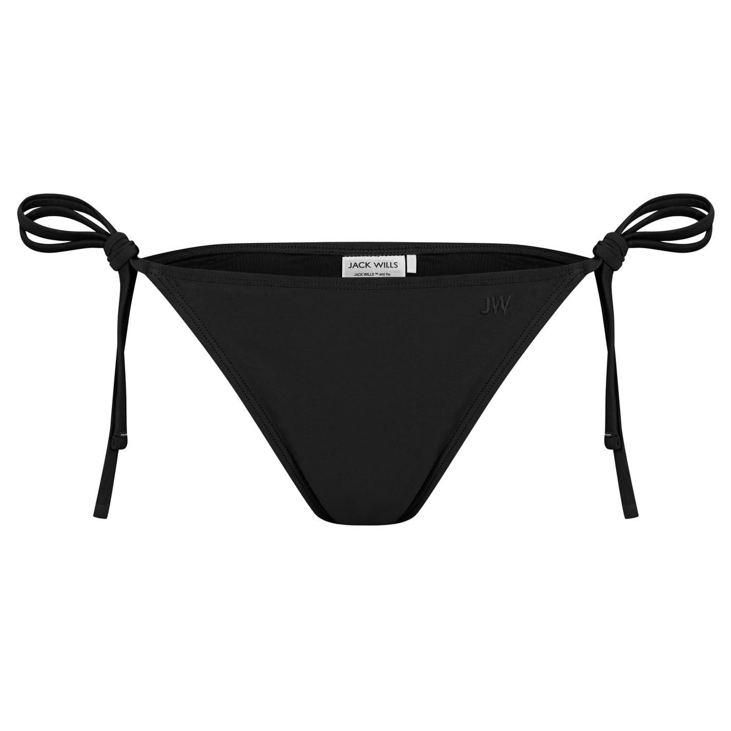 Jack Wills Women's Embroidered Tie Side Bikini Bottoms - Black - 12 (M)
