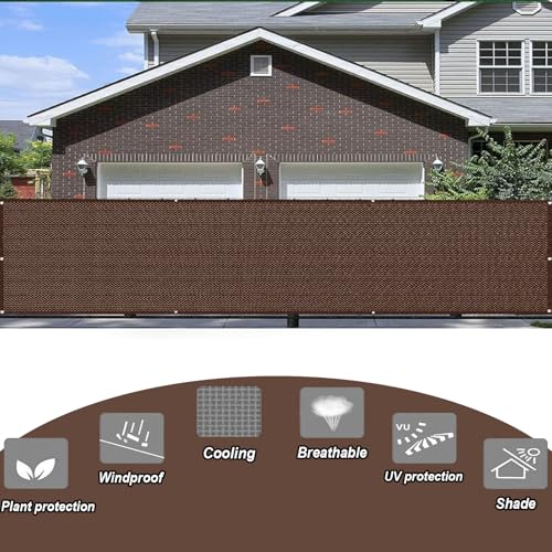 Cache balcon 110 x 500 cm HDPE brun avec œillets de fixation pour extérieur