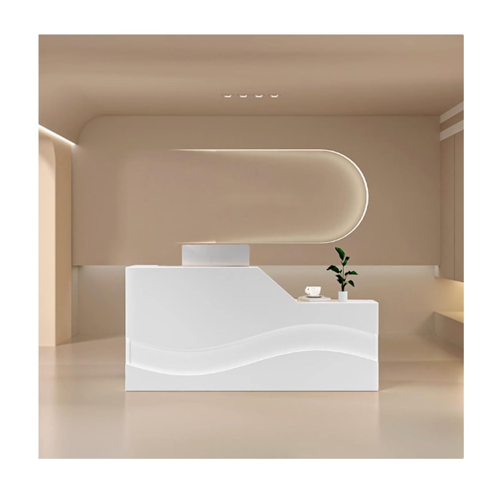 Moderno banco reception con cassetti Elegante bancone cassa per saloni e uffici Design elegante piedistallo per centri estetici e negozi (bianco, 140 cm)