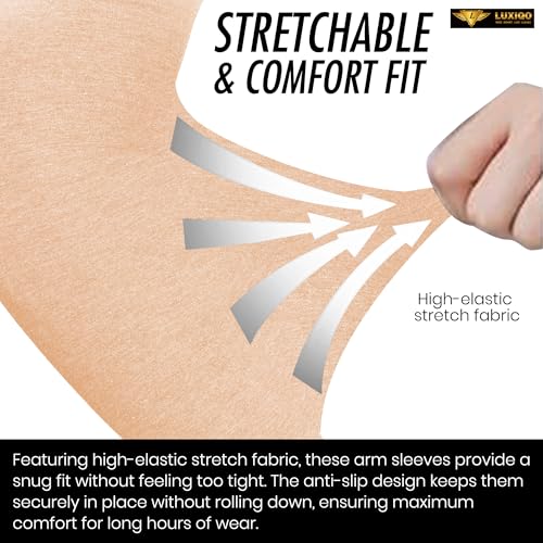 Image of Osmo Fabric Arm Sleeves With Thumb Extension for Men & Women | SPF 50+Sun Protection | Breathable Compression Arm Sleeves with Thumb Hole for Running,Cycling,Gym & Driving