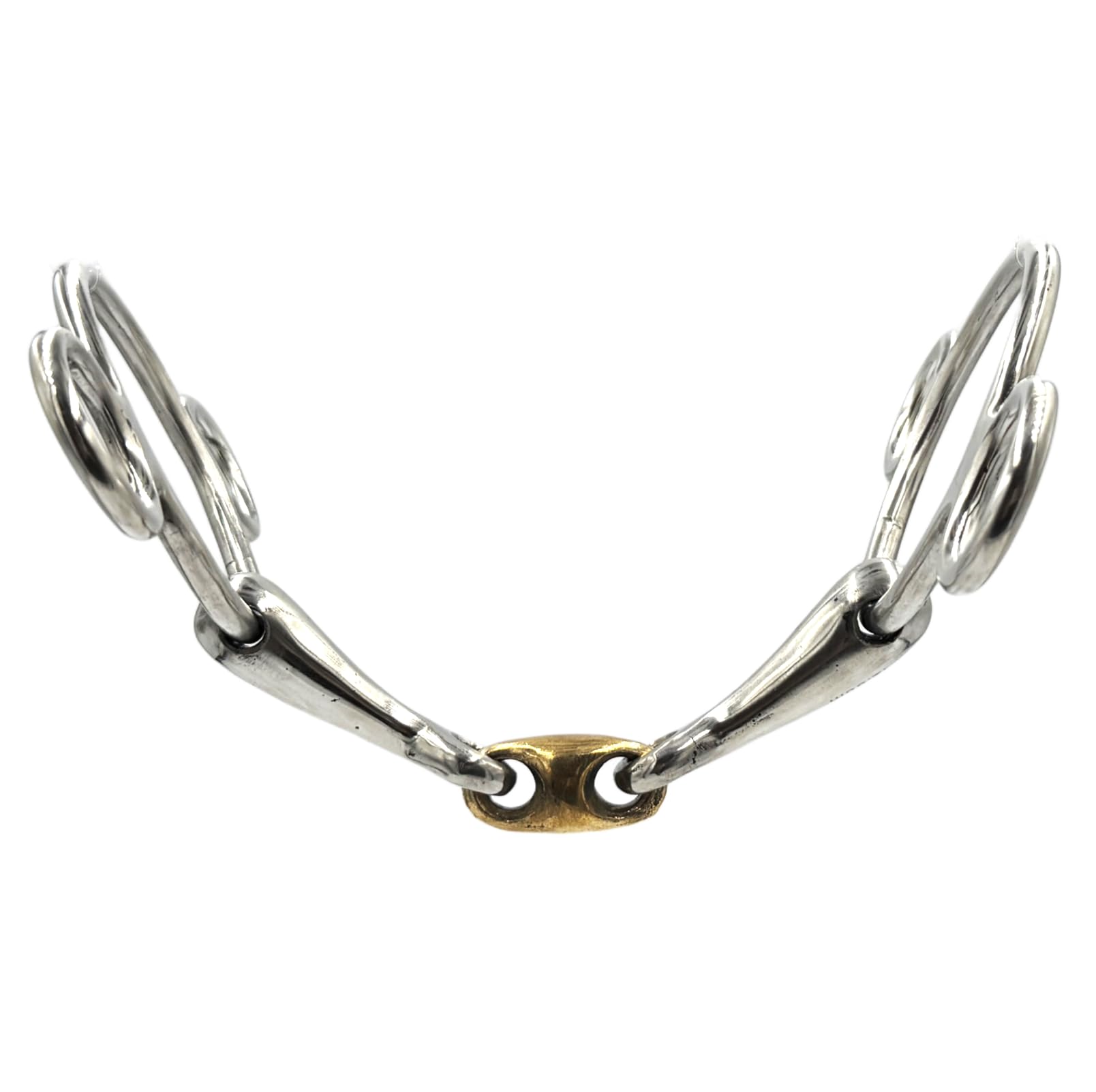 ES0259 JW Gebiss 3-Ringtrense 3-Ring Doppelt Gebrochen mit Kupfer anatomisch geformtes maulfreundliches aus Edelstahl Gebissstärke 16 mm (14.5 cm)