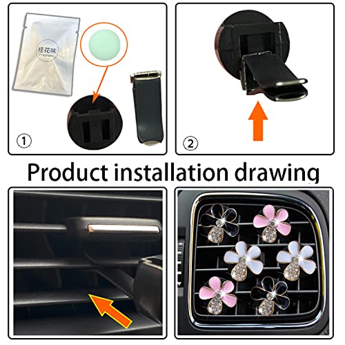 Image of 6pcs Diamonds Flower Car Air Fresheners Vent Clips with Fragrance Pads Cute Car Air Conditioner Vent Charm Interior Decor Accessories Gift
