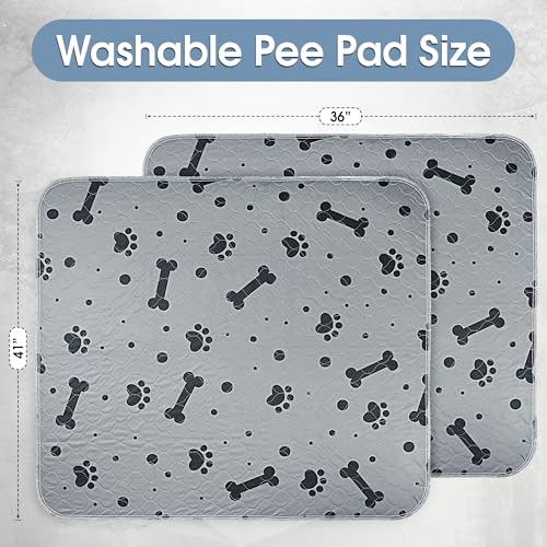 Image of Washable Pee Pads for Dogs 2 Packs 36'' x 41'' Washable Puppy Pads Waterproof Dog Pee Mats Heavy Absorbent with Non Slip Bottom for Indoor Pet Training