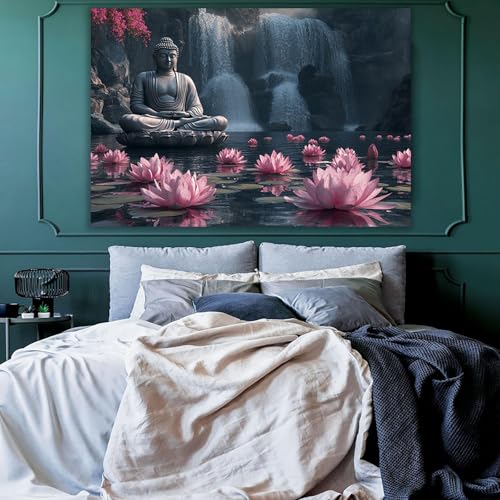 Tableau Zen cascade 40x60cm gris pour la décoration murale zen du salon - 3
