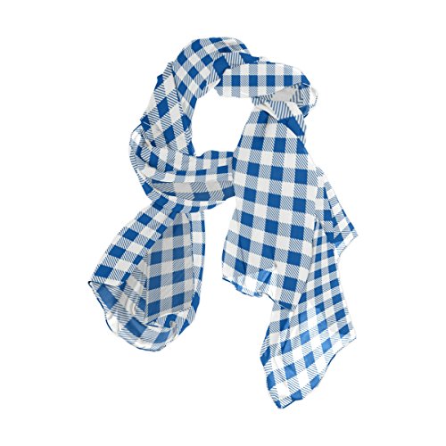 ALAZA Firebrick Gingham Plaid White Blue Grid Sheer Scarves Shawl Wrap Women Infinity Oblong Chiffon Scarf for Outdoor