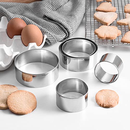 Image of KMW Stainless Steel Round Cookie Cutter Set | 7-Piece Nesting Circle Cutters | Perfect for Baking, Pastry, and Crafting | Durable, Easy to Clean, and Precision-Engineered
