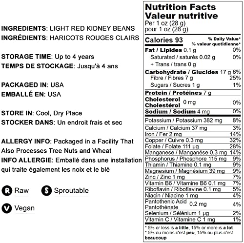 Miniatura 4 de Food to Live Frijoles rojos claros, 1 libra  Frijoles secos enteros, crudos, germinables, veganos, a granel. Rico en fibra, potasio, proteína a base
