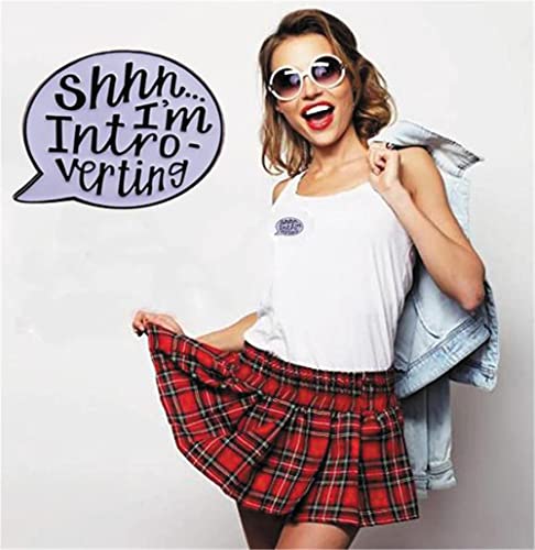 Latinday Funny Bubble Brooch I Am Introverting Letter Print Shhh I'm Introverting' Ornament Great Gift For Those People Who Love Introvert Person! Interesting And Special Pin Boys Girls #TOP3