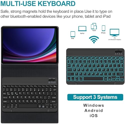 Image of ProElite Keyboard case for OnePlus Pad 4 13.2 inch 2026, Magnetic Detachable Wireless Bluetooth Keyboard for OnePlus Pad 4 13.2 inch 2026 [Built-in 7-Colors Backlit], Lavender