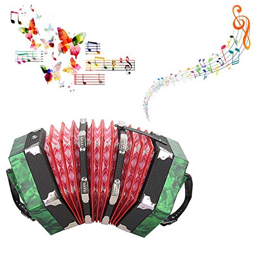 Professional Concertina, 20 Buttons Accordion, Musical Instrument Accessory(Green)