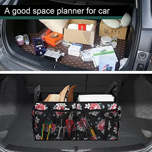 Image of Femuar Car Trunk Organizer,Car Storage Organizer with 72L Large Capacity Waterproof Collapsible and 11 Pockets,Trunk Organizer for Car Suv /Jeep /Sedan, Large Size, Flower