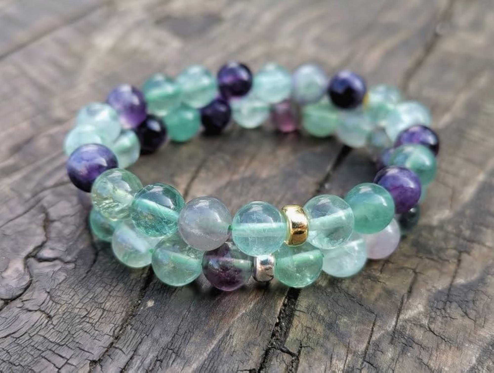 Rainbow Fluorite Couples Love Friendship Bracelet Set