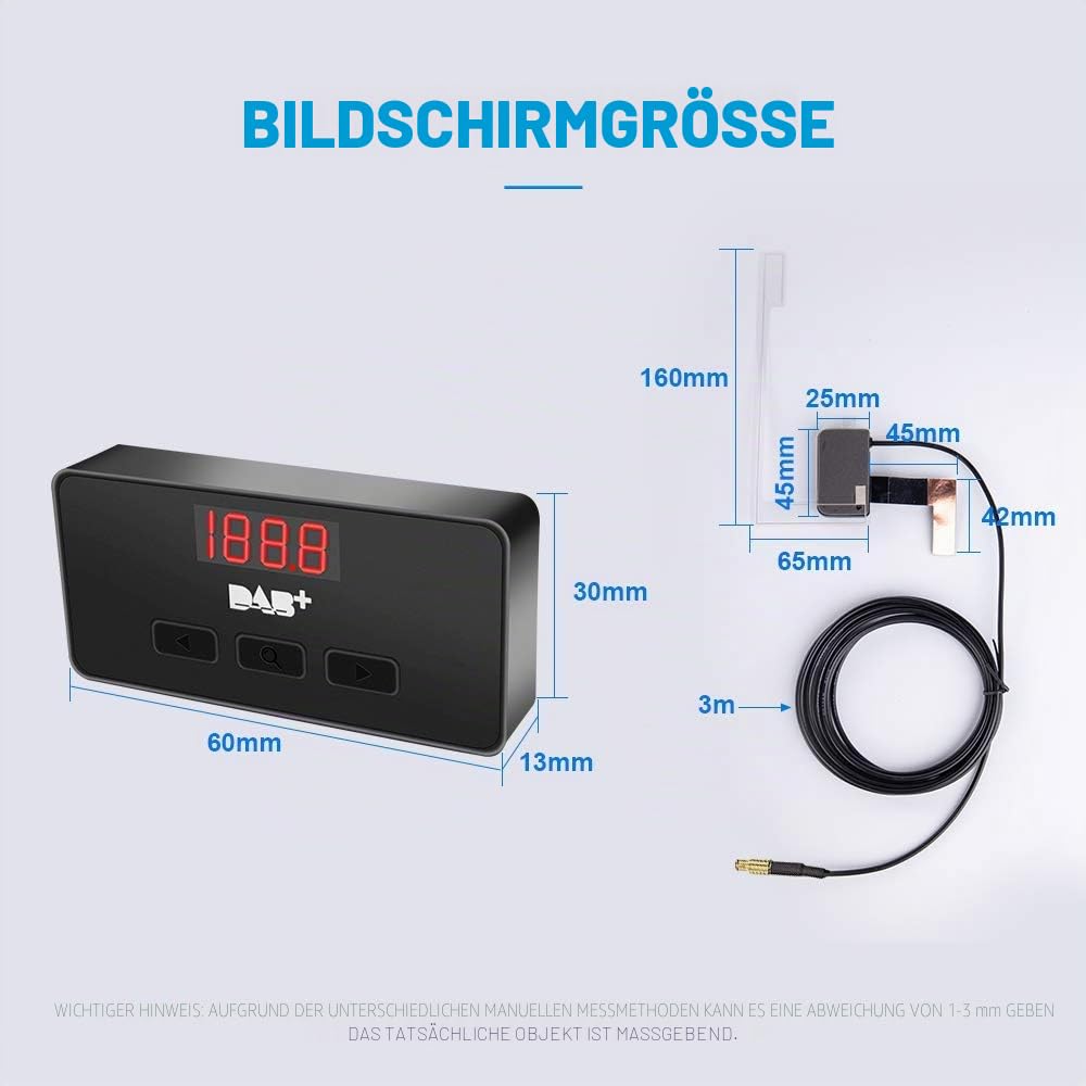 EZoneTronics Externer DAB/DAB+ Adapter für Autoradio, Digitalradio-Empfänger + AUX-Kabel mit DAB-Antenne, FM-Transmitter-Tuner Box für Universal- Autoradio und Android-Autoradio-Stereo