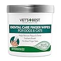 Vet's Best Dental Care Finger Wipes | Reduces Plaque & Freshens Breath | Teeth Cleaning Finger Wipes for Dogs & Cats | 50 Disposable Wipes