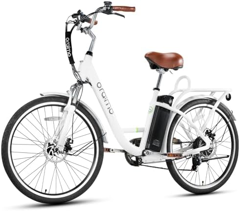 Oraimo Electric Bike for Adults 3.5H Fast Charge Up to 40 Miles Removable Battery,350W(Peak 500W) 26″ City Cruiser Ebike 2X Load Rear Rack,Air Saddle,7 Speed Gear,SGS Certified Complies to UL 2849
