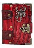  Rot Leder Gebundenem Notizbuch Skorpion-Anhänger Anhänger Tagebuch Notiz Tagebücher Blöcke Hefte Blankobücher Taschenbuch Frauen Männer Mädchen Jungen Kinder