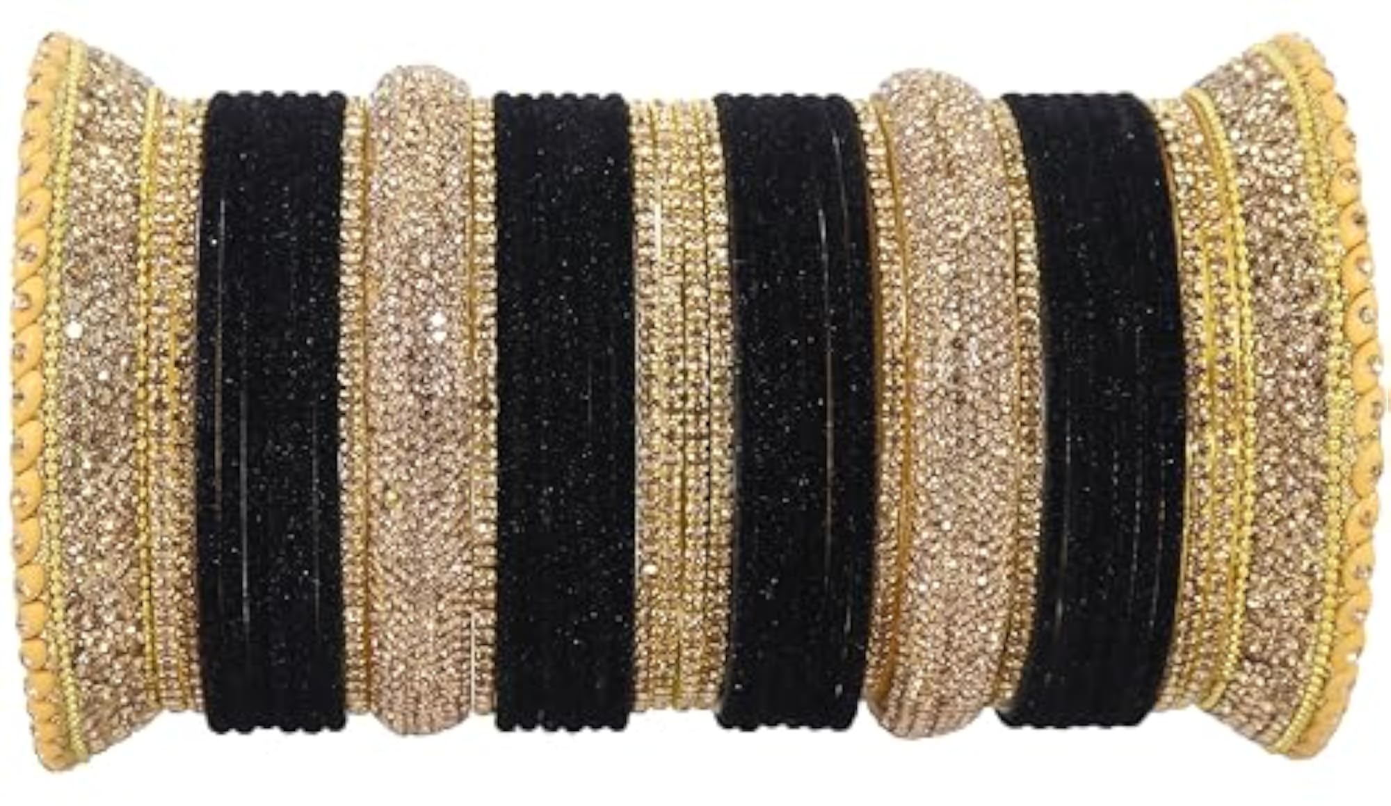 Golden Zircon Stone Bridal Chuda Set Wedding Bangles Pack of 80