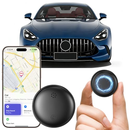 GPS Coche Localizador, Localizador GPS para Coche Compatible con Buscar mi de A-pple y Android Find Hub, Imán Potente Incorporado, Resistente al Agua IP67, Batería Reemplazable, 365 Días de Duración