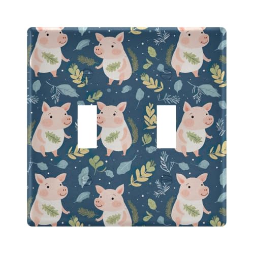 UMIRIKO Cute Pig Light Switch Cover Plate Covers Decorative Double Toggle Home Decor 202a8883