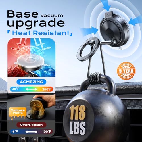ACMEZING Car Phone Holder for MagSafe [All Surface Ready | 118+LBS Ultra Grip | 2400gf Strong Magnetic] 360° Adjustable Car Phone Mount, Phone Holders for Your Car for All Smartphones, Carbon Fiber - image 4