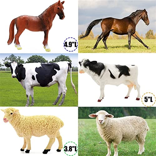 image for BOLZRA Farm Animal Figurines, Realistic Plastic Animals Toys with Fenc