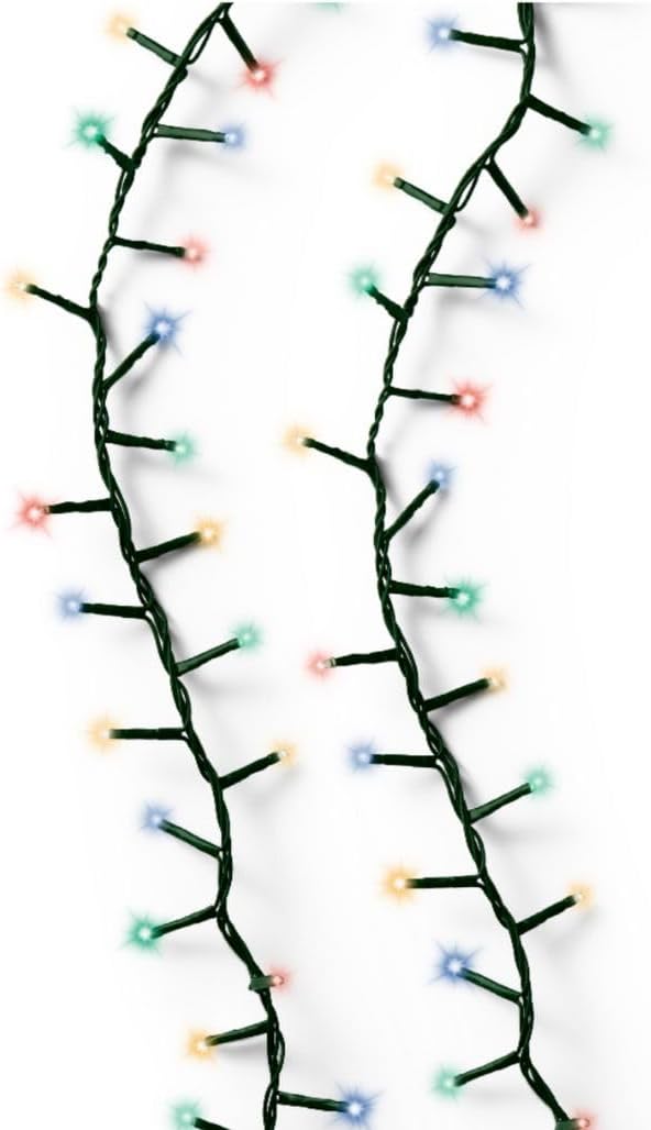 Lumineo 1000 LED Multi-Colored Christmas Compact Lights Set, Green Wire 74 Feet