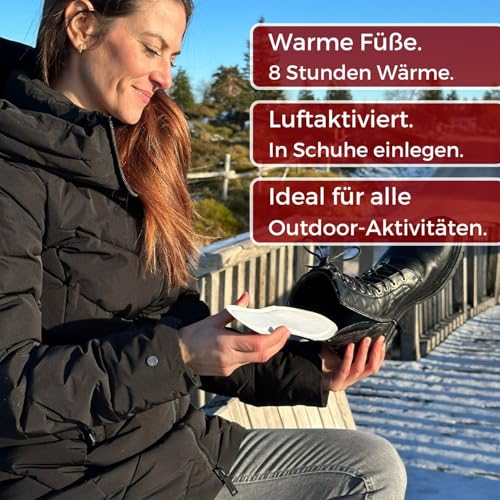 10 Paar THERMOPAD Sohlenwärmer (erhältlich in 5 Größen) - DAS ORIGINAL: 10er-Box mit Wärmepads (Einlegesohle) für 8 Stunden Wärme I Fußwärmer Pads I Extra warme Wärmesohle S für Schuhe & Skischuhe