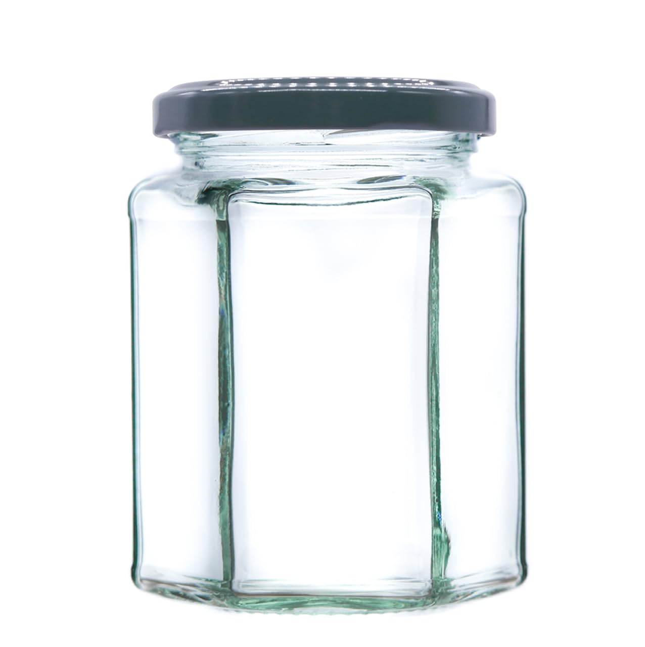 340g (280ml) Hexagonal Glass Jam Jars - Marmalade, Honey hex Jar (Green Lid, Pack of 36)