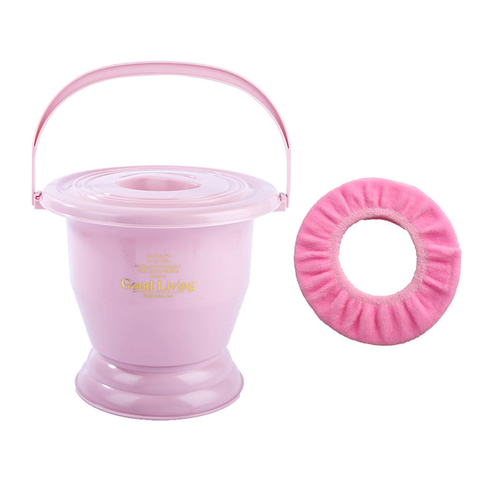 Sdgcfgjw Women's Pink Urinal Bottle, Chamber Pot Bedpan Urinal With Toilet Seat, Urine Pots Bucket With Lid Handle Portable Potty For Men Elderly(,22.5Cm)