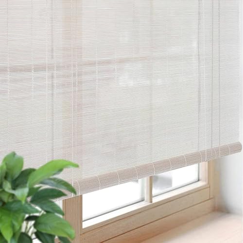 Blanco Estores De Bambú 60x190cm Cortina De Madera Natural Persiana Enrollable para Ventanas,Cortina Protección Solar Y Privacidad,Persiana Opaca de Ocultación Ventanas Y Puertas