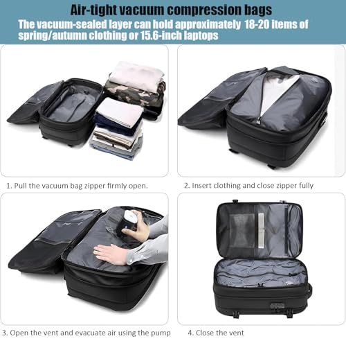 Vacuum Backpack Travel with Pump 50L Expandable Vacuum Seal Backpack Travel Water Resistant with TSA Lock for Women & Men (black)3