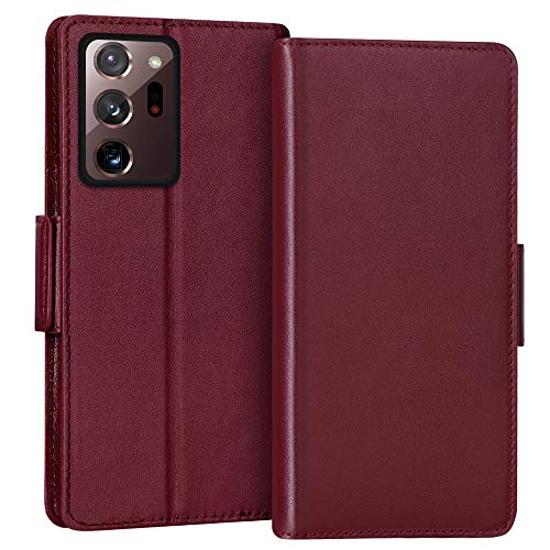 Super Cheap 🛒 FYY Case for Samsung Galaxy Note 20 Ultra 6.9", Luxury [Cowhide Genuine Leather][RFID Blocking]Wallet Case,Flip Folio Case with Kickstand Function and Card Slots for Galaxy Note 20 Ultra 6.9" Wine Red