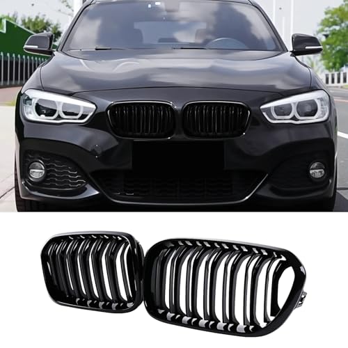 Hengjiayao Calandre F20 F21 Pour BMW Série 1 F20 F21 Grille 2015 2016 2017 2018 Noir Brillant Double Lattes(For 1er F20 2015-2018)