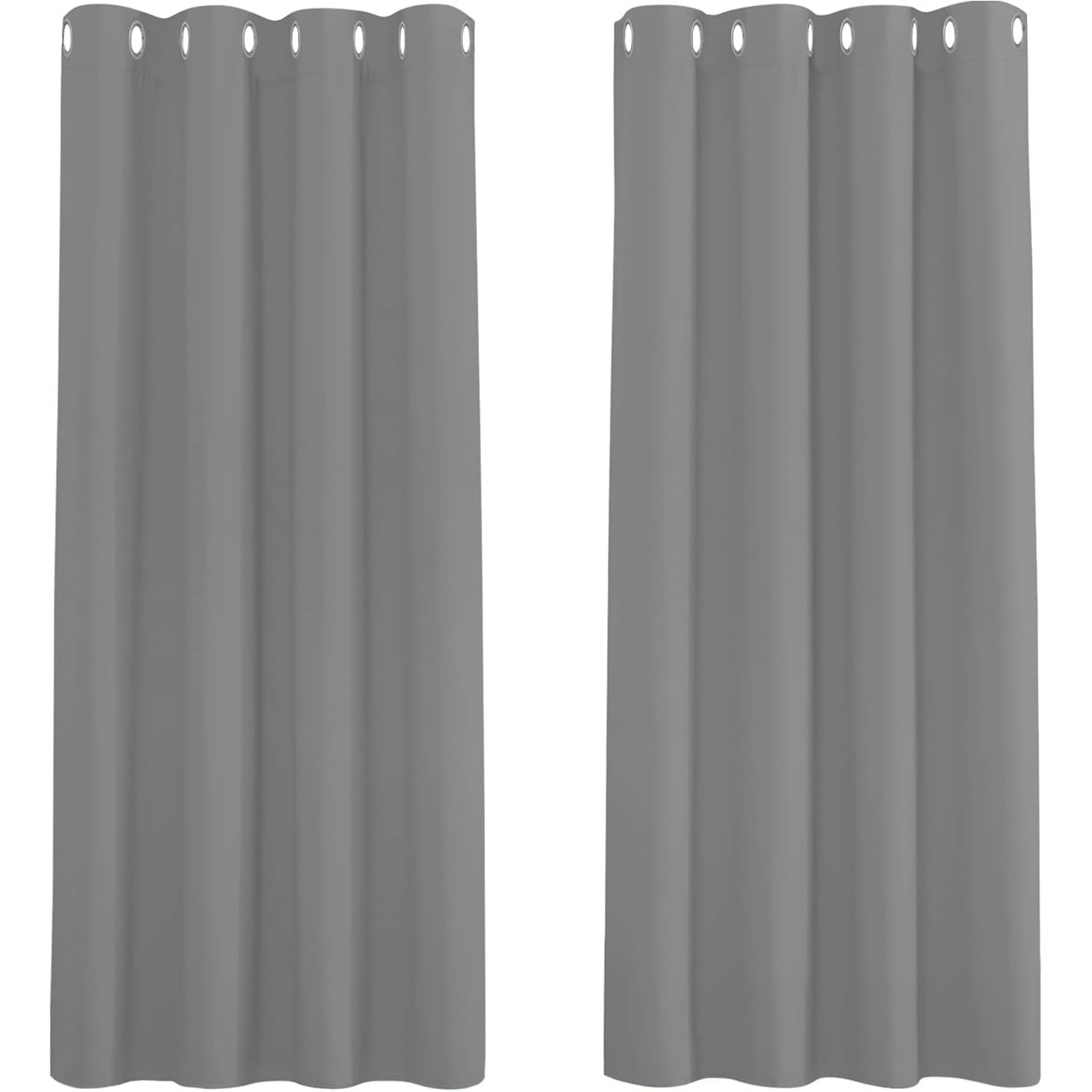 Imperial Rooms Blackout Curtains for Bedroom 46x54 Inch Eyelet Light Grey Curtains Window Treatments Super Soft Ring Top Living Room Curtain 2 Panels with Tiebacks