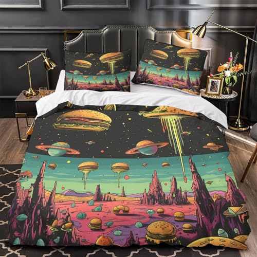 Housse de couette bourdon imprimé 3D parure de lit microfibre 200x200 cm fermeture éclair - 2